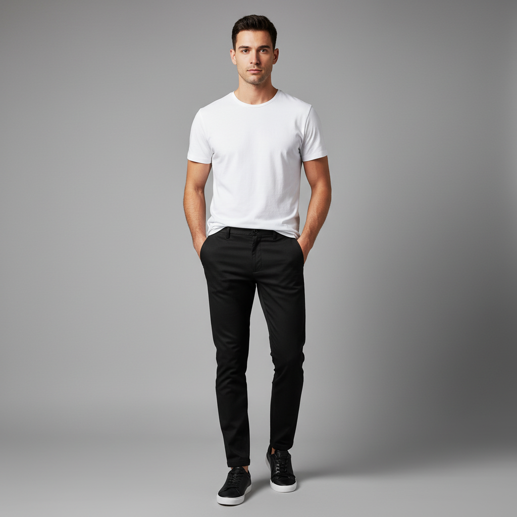 Saul | Men's Slim Fit Black Work Trousers