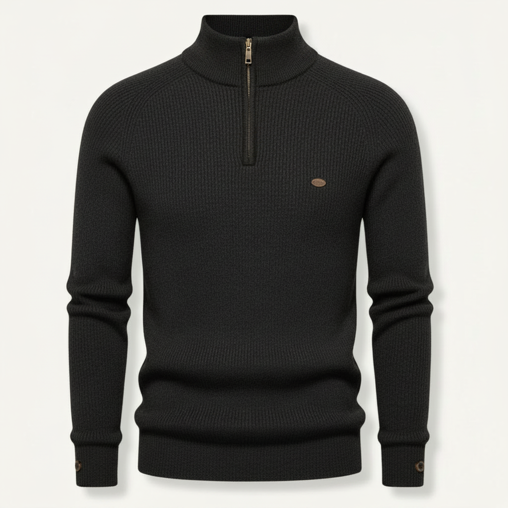 Men's Half Zip Jumper | Slim Fit Knitwear with Stand Collar