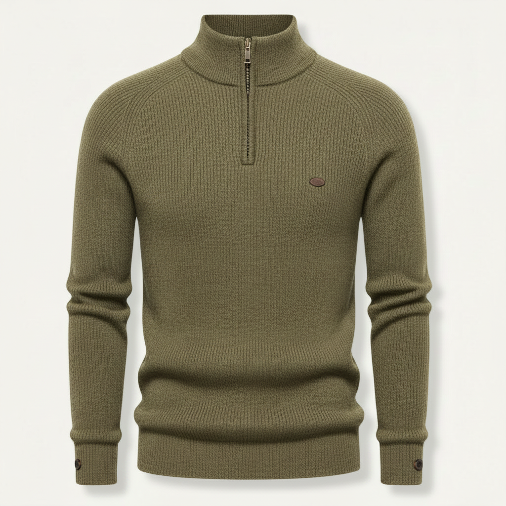 Men's Half Zip Jumper | Slim Fit Knitwear with Stand Collar