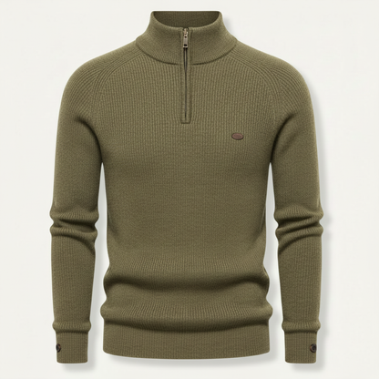 Men's Half Zip Jumper | Slim Fit Knitwear with Stand Collar