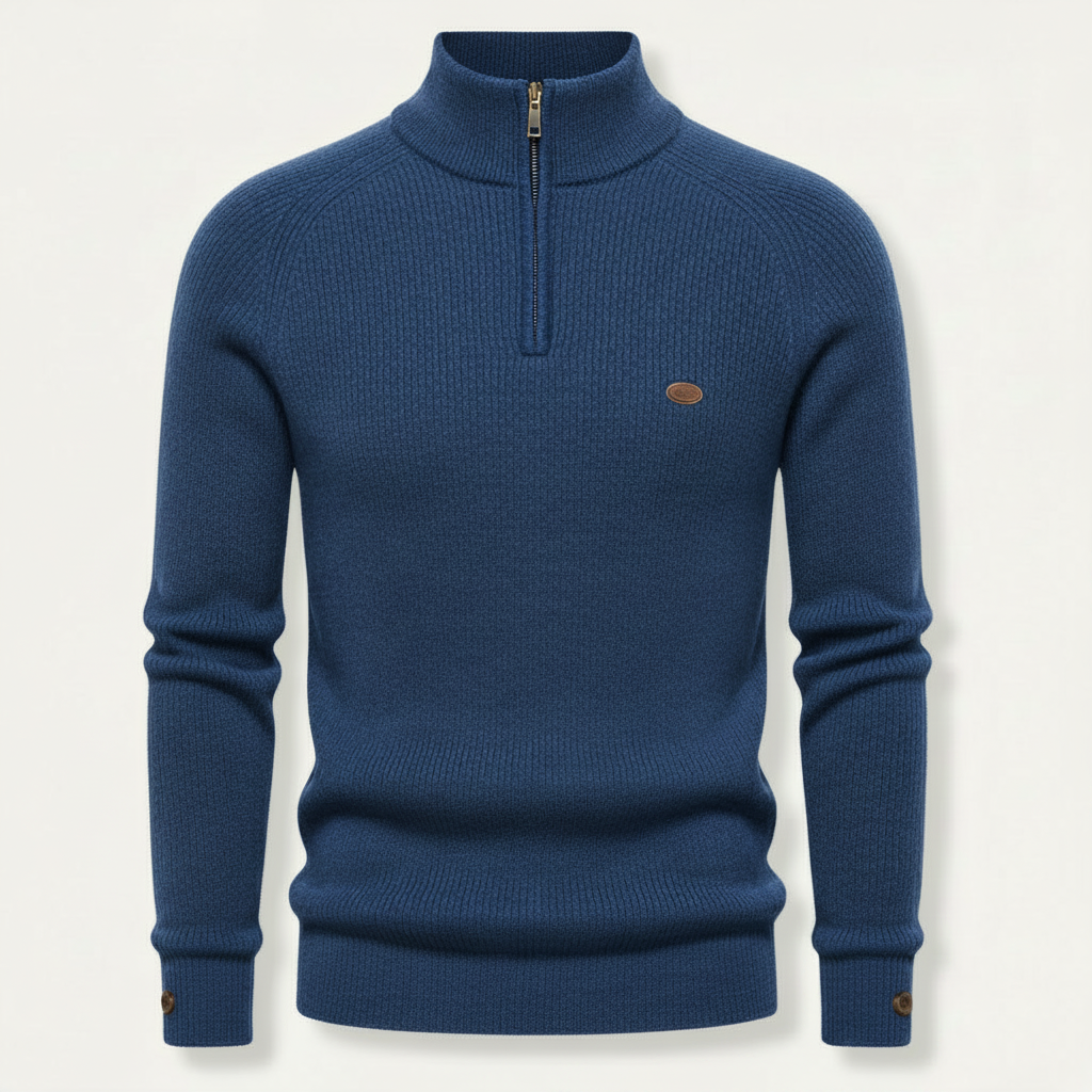 Men's Half Zip Jumper | Slim Fit Knitwear with Stand Collar