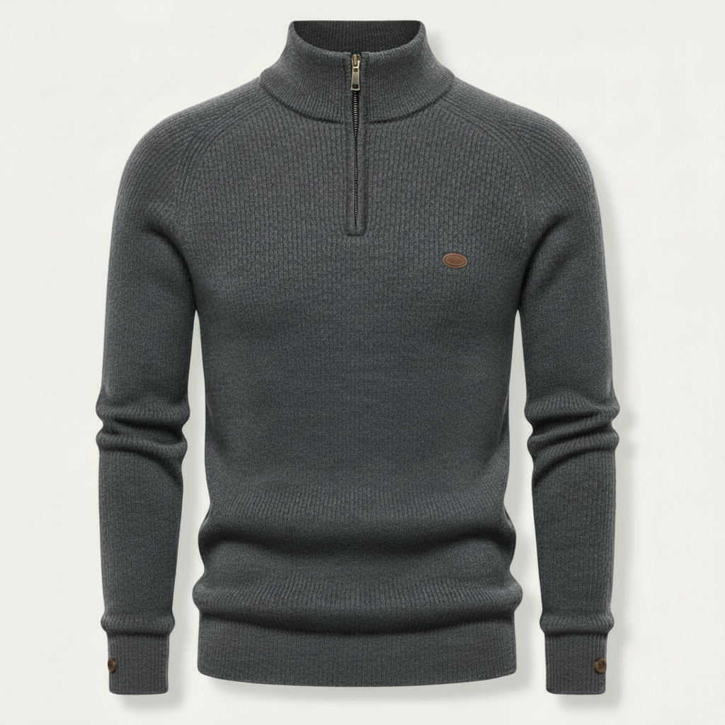 Men's Half Zip Jumper | Slim Fit Knitwear with Stand Collar