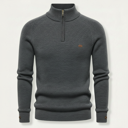 Men's Half Zip Jumper | Slim Fit Knitwear with Stand Collar