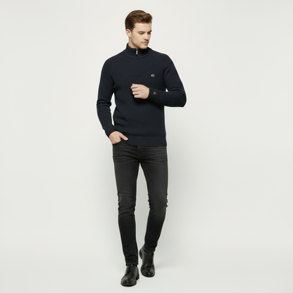 Men's Half Zip Jumper | Slim Fit Knitwear with Stand Collar