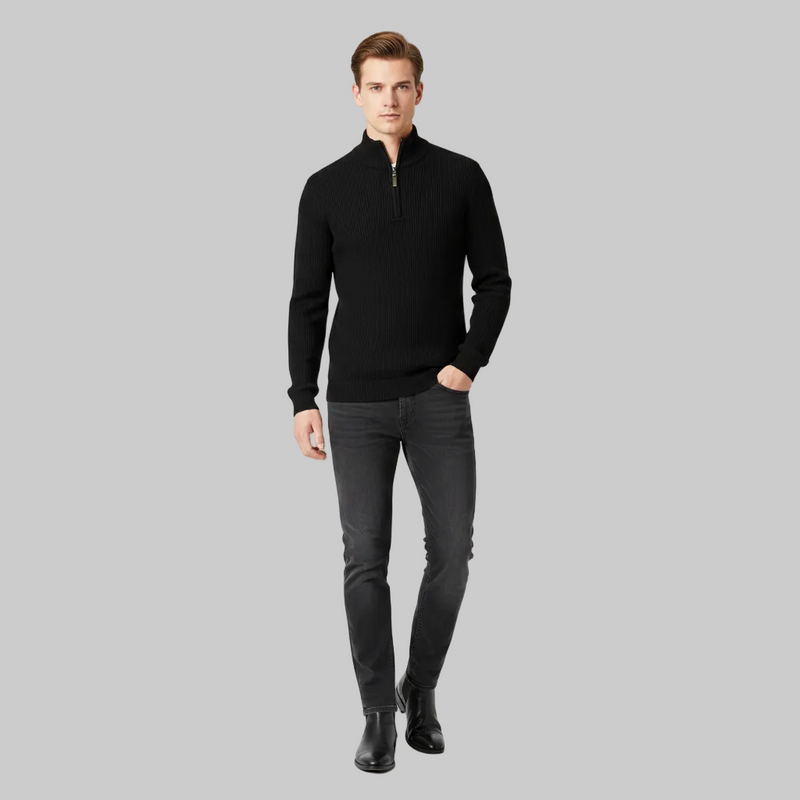 Men's Half Zip Jumper | Slim Fit Knitwear with Stand Collar