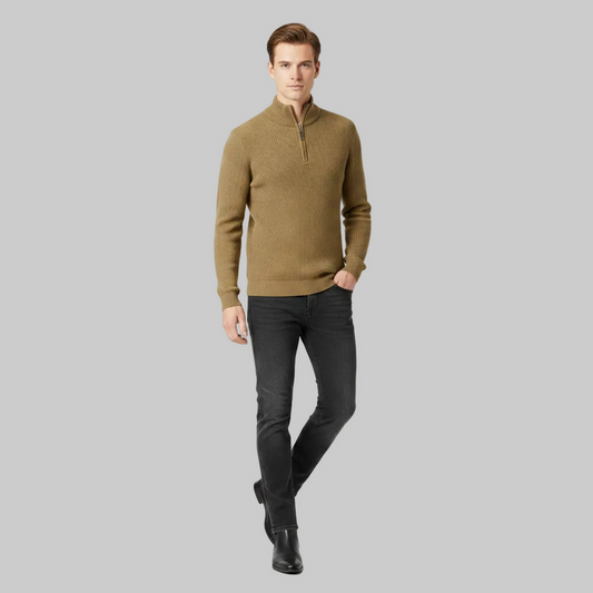 Men's Half Zip Jumper | Slim Fit Knitwear with Stand Collar