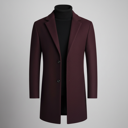 Men's Long Coat | Stylish Notched Lapel Overcoat