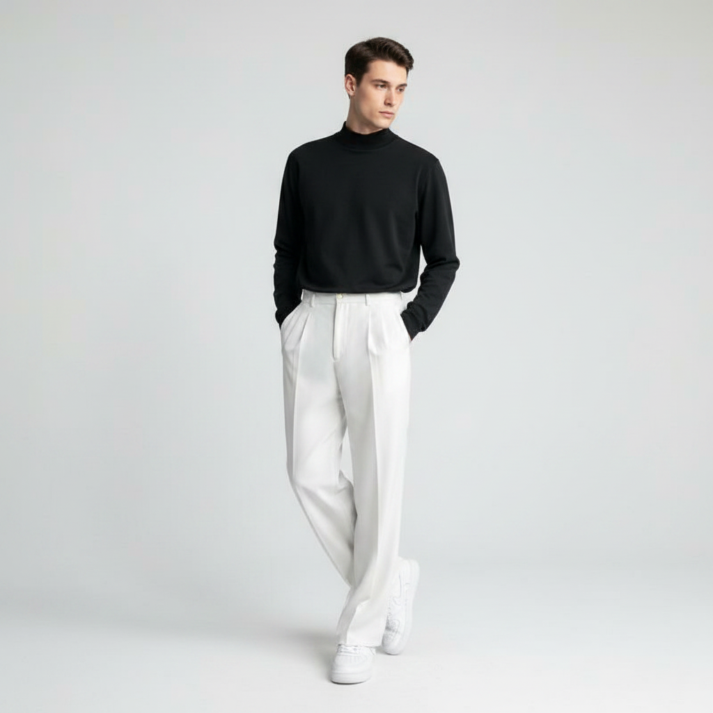 Men's Pleated Straight Fit Trousers | Formal Pants