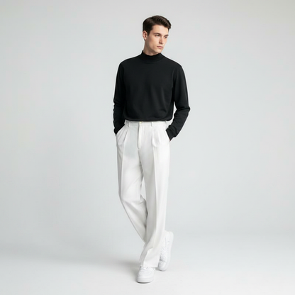 Men's Pleated Straight Fit Trousers | Formal Pants