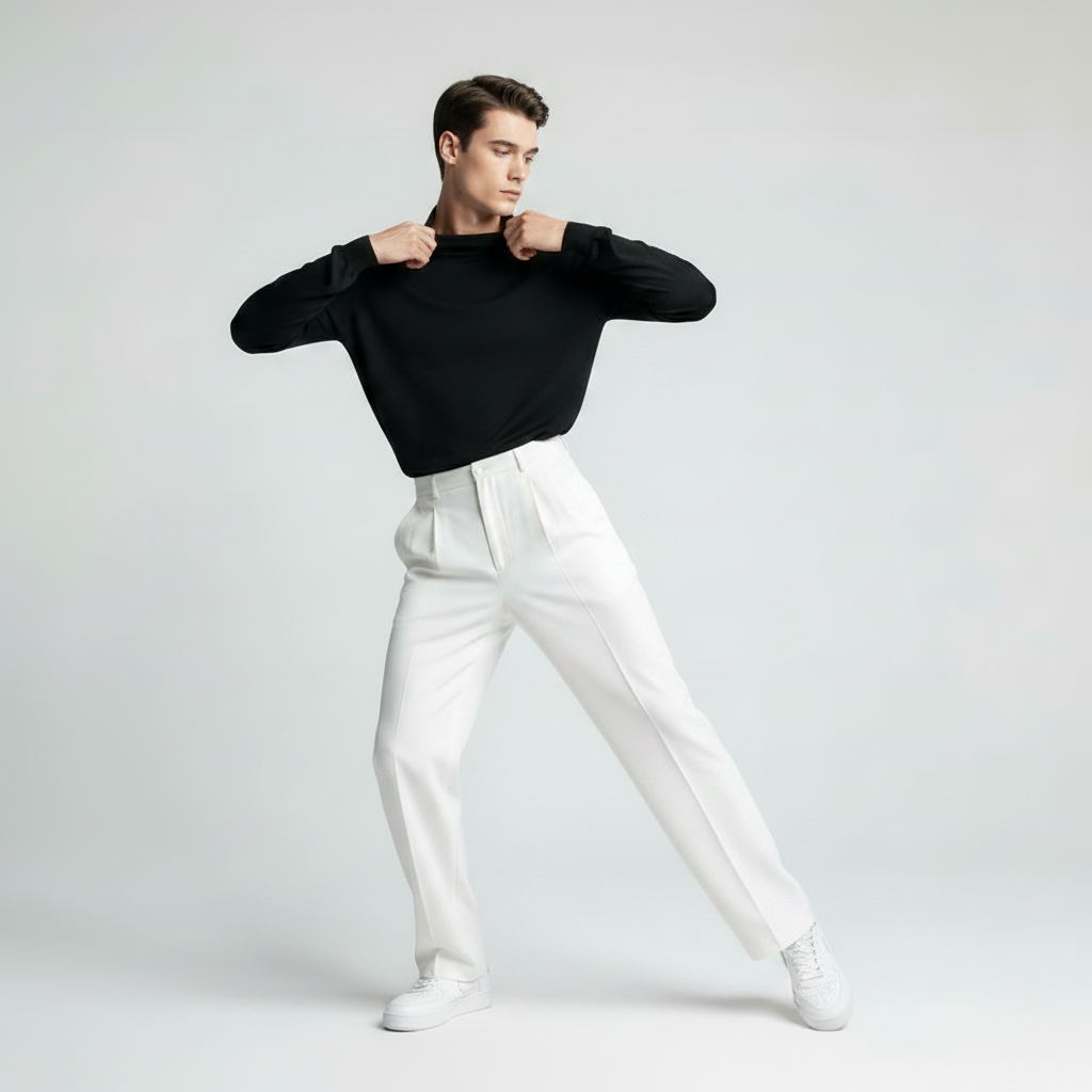 Men's Pleated Straight Fit Trousers | Formal Pants
