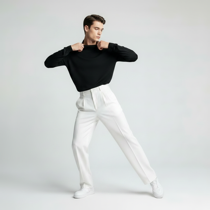 Men's Pleated Straight Fit Trousers | Formal Pants