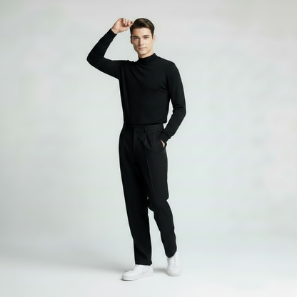 Men's Pleated Straight Fit Trousers | Formal Pants