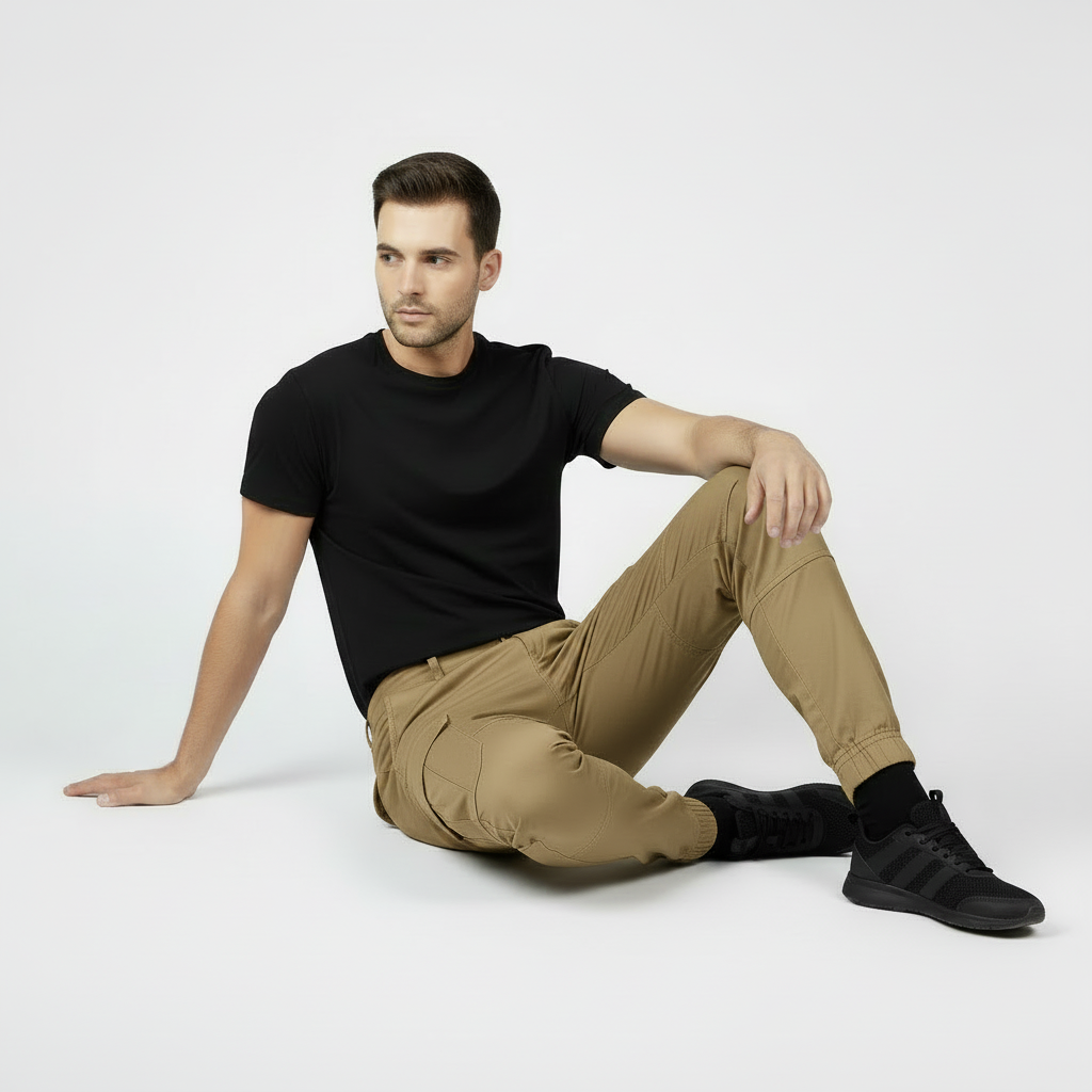 Men's Tactical Cargo Pants | Multi-Pocket Black Cargo Trousers