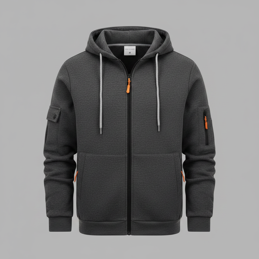 Men's Utility Zip-Up Hoodie | Casual Sweatshirt with Pockets