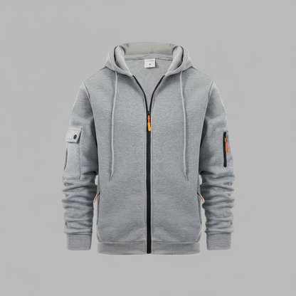 Men's Utility Zip-Up Hoodie | Casual Sweatshirt with Pockets