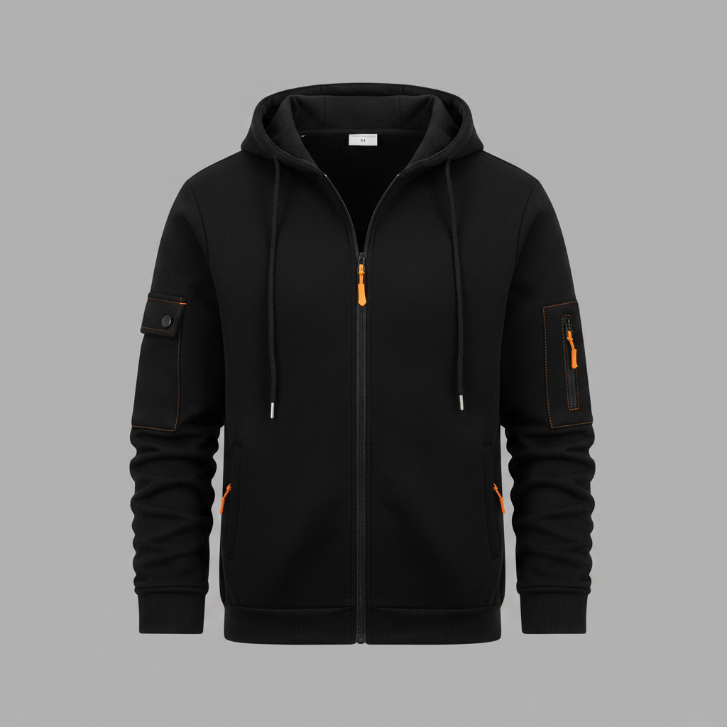 Men's Utility Zip-Up Hoodie | Casual Sweatshirt with Pockets