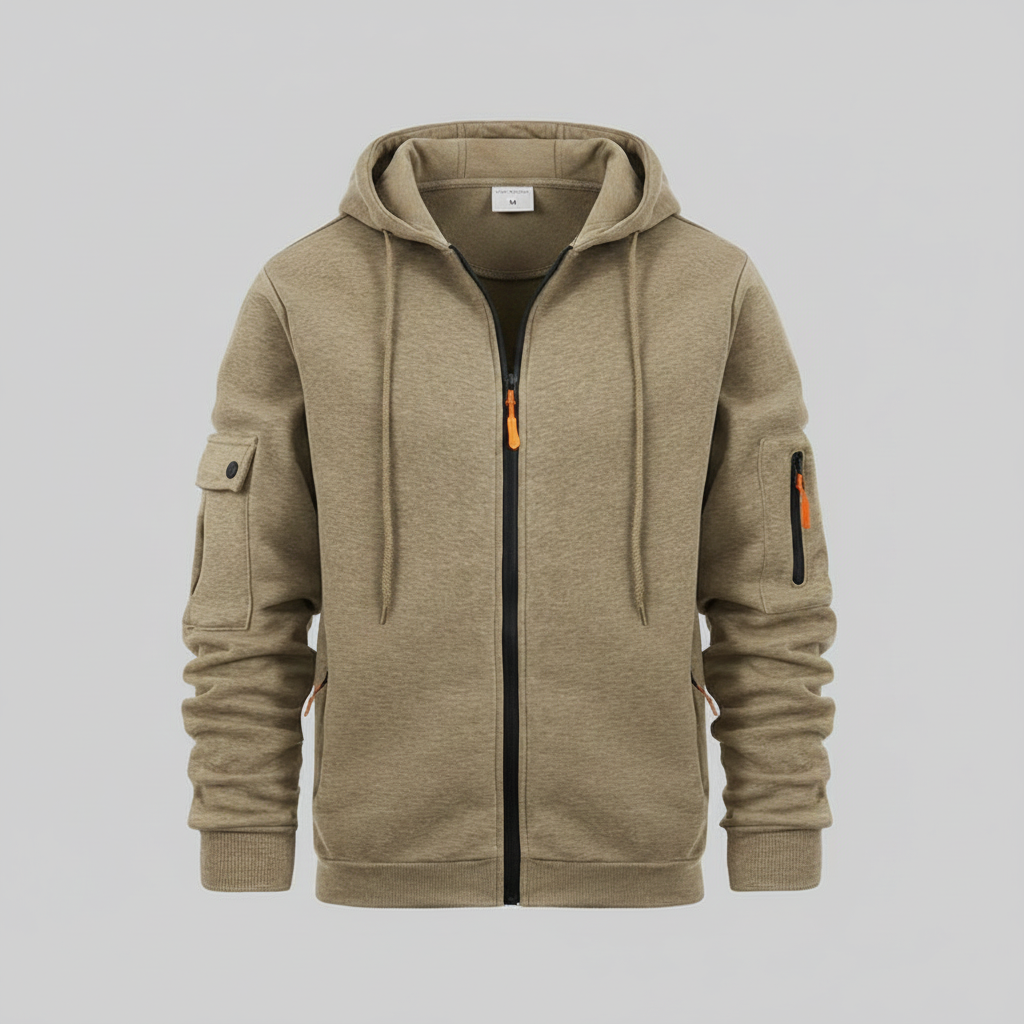 Men's Utility Zip-Up Hoodie | Casual Sweatshirt with Pockets