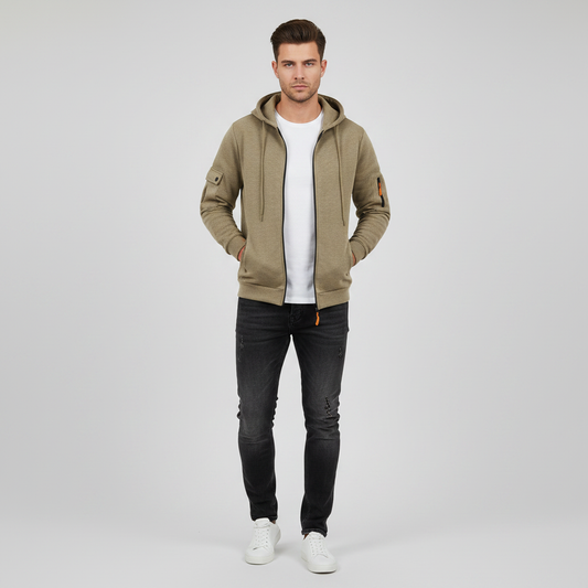 Men's Utility Zip-Up Hoodie | Casual Sweatshirt with Pockets