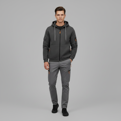 Men's Utility Zip-Up Hoodie | Casual Sweatshirt with Pockets