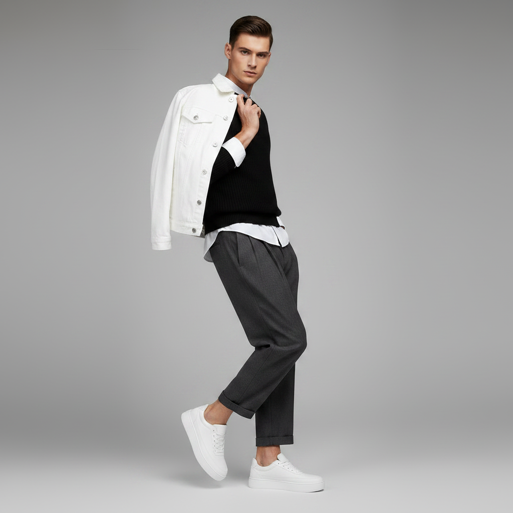 Men's White Platform Sneakers | Casual Footwear