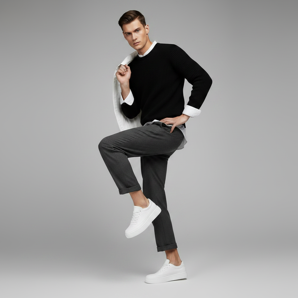 Men's White Platform Sneakers | Casual Footwear