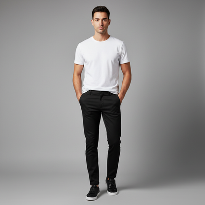 Saul | Men's Slim Fit Black Work Trousers